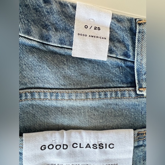 Good American Good Classic High Rise Distressed Jeans, Indigo - Size 25 - Picture 8 of 12